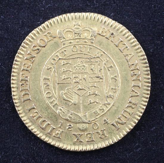 A George III 1804 gold half guinea,